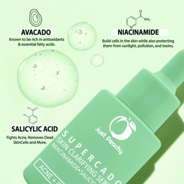 Just Peachy Supercado Skin Calrifying Niacinamide Salicylic Acid Serum for Acne + Oil Control 30ml