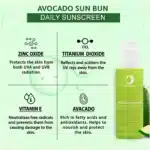 Just Peachy Avocado Sun Bun SPF 35+ PA+++ Matte Sunscreen | UVA and UVB Protection I Non Greasy | Water Resistant | Sun Shield with Avocado, Vitamin E, Zinc and Titanium Oxide 100 mL